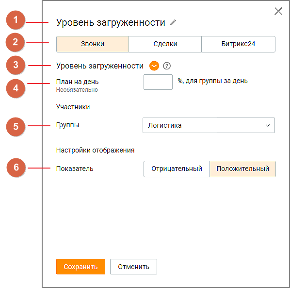 Окно настройки виджета общего группового показателя